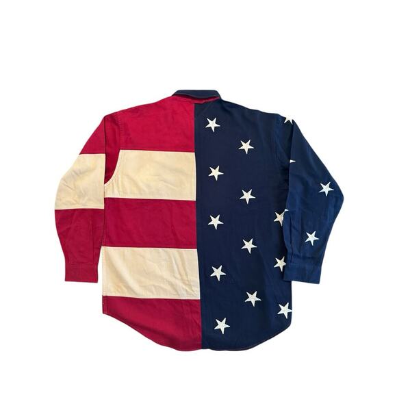 Tommy Hilfiger Flag Shirt Mens L USA Patriotic Button Down Stars Stripes Vintage - Picture 6 of 6